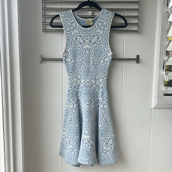 NWT Torn by Ronny Kobo Blue Tina Marrakech Tile Knit Fit Flare Sz XS - Picture 2 of 6